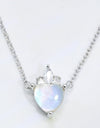 925 Sterling Silver Moonstone Heart Pendant Necklace