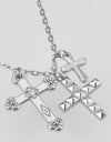 Inlaid Zircon Cross Pendant Necklace