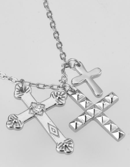 Inlaid Zircon Cross Pendant Necklace