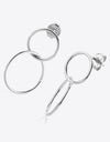 925 Sterling Silver Double Hoop Drop Earrings