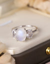 High Quality Natural Moonstone 925 Sterling Silver Three Stone Ring