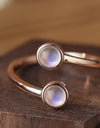 High Quality Natural Moonstone 925 Sterling Silver Toi Et Moi Ring