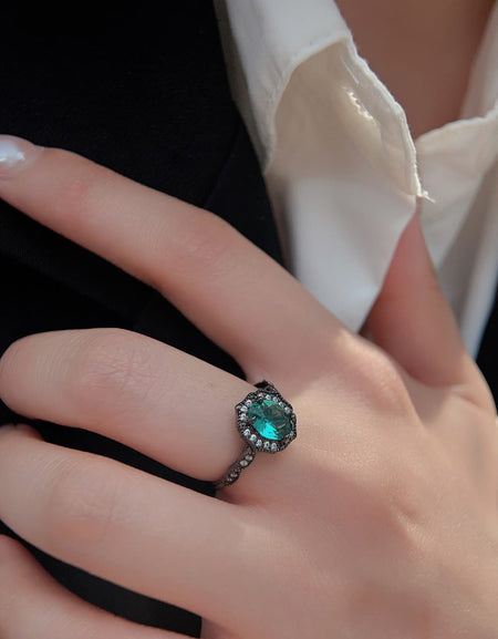 925 Sterling Silver Paraiba Blue Zircon 4-Prong Ring