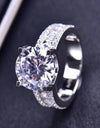 Platinum-Plated 5 Carat Moissanite Side Stone Ring