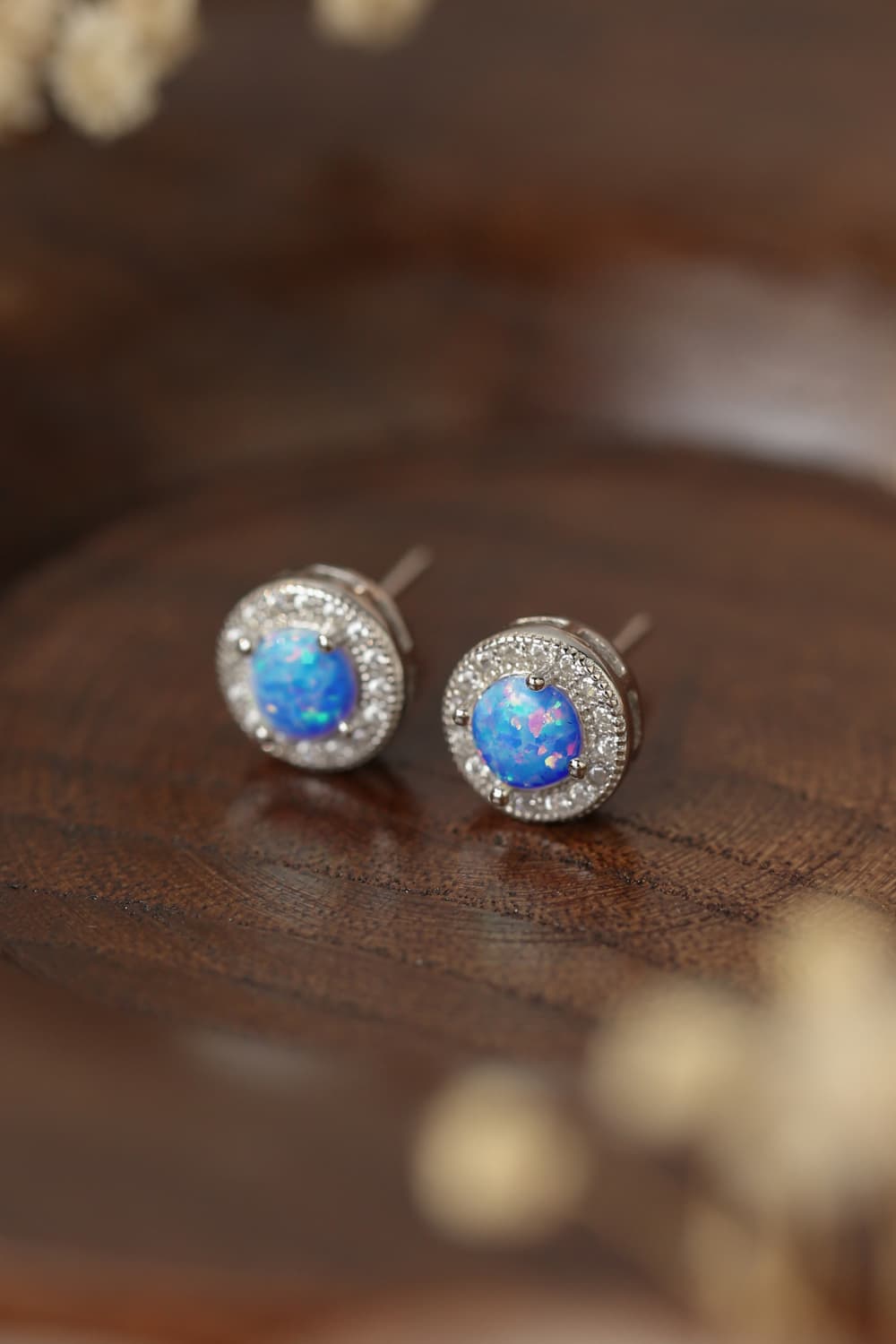 Opal 4-Prong Round Stud Earrings