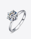 925 Sterling Silver 3 Carat Moissanite 6-Prong Ring