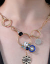 5-Piece Wholesale 18K Gold-Plated Rhinestone Evil Eye Pendant Necklace