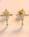 Zircon Cross 925 Sterling Silver Earrings