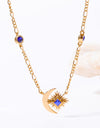 Moon & Star Shape Zircon Pendant Necklace