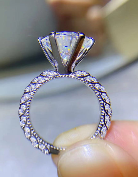 Forever Love Side Stone 5 Carat Moissanite Ring