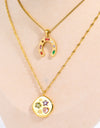 Inlaid Zircon Pendant Stainless Steel Necklace