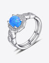 2-Piece 925 Sterling Silver Opal Ring Set