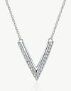 Sterling Silver V Letter Pendant Necklace