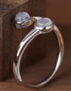 High Quality Natural Moonstone 925 Sterling Silver Toi Et Moi Ring