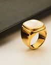 Stainless Steel 18K Gold-Plated Inlaid Shell Ring