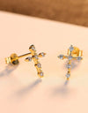 Zircon Cross 925 Sterling Silver Earrings