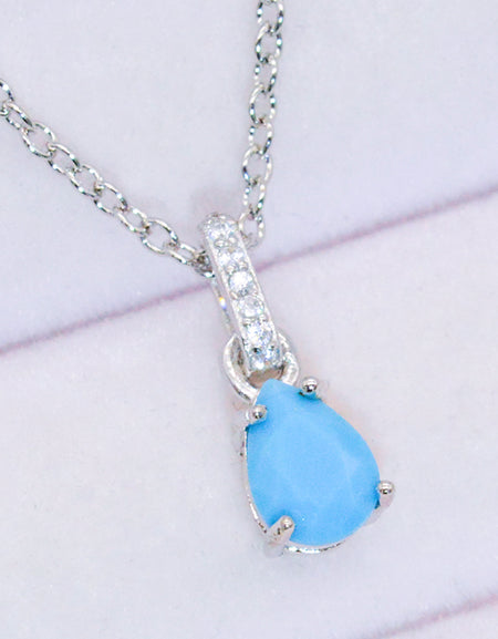 Teardrop Turquoise 4-Prong Pendant Necklace