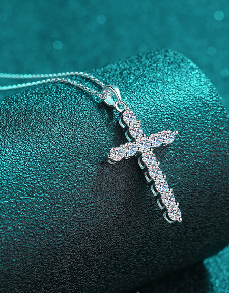 925 Sterling Silver Cross Moissanite Necklace