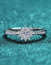 Moissanite Rhodium-Plated Snowflake Ring