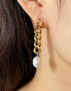 Stainless Steel Pearl Asymmetrical Earrings