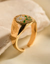 Flower Pattern Stainless Steel Open Ring