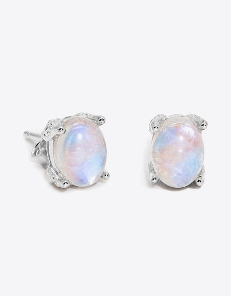 Natural Moonstone 4-Prong Stud Earrings