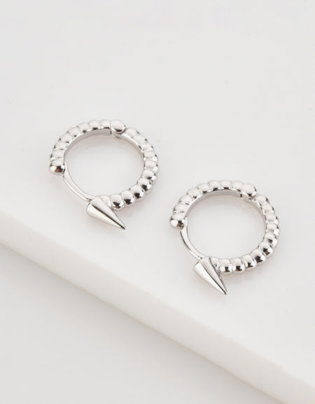 925 Sterling Silver Ribbed Huggie Earrings