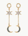 Inlaid Rhinestone Star and Moon Drop Earrings