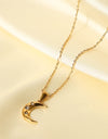 18K Gold Plated Inlaid Zircon Moon Pendant Necklace