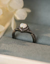 Opal Heart Black Gold-Plated Ring