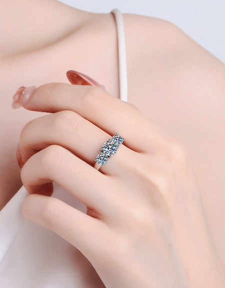 Stylish 925 Sterling Silver Moissanite Ring