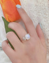 High Quality Natural Moonstone 925 Sterling Silver Three Stone Ring