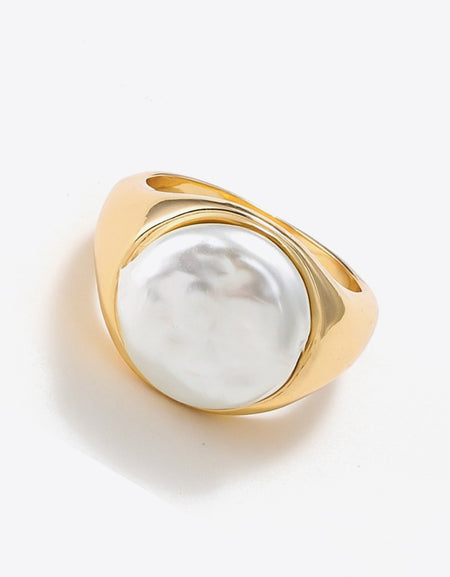 Pearl 18K Gold-Plated Alloy Ring