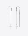 925 Sterling Silver Cross Threader Earrings