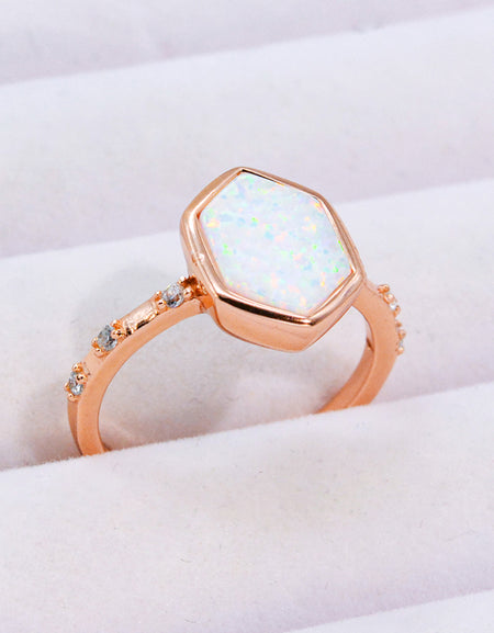 Opal Hexagon 925 Sterling Silver Ring