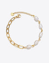 Half Pearl Half Chain Stainless Steel Bracelet