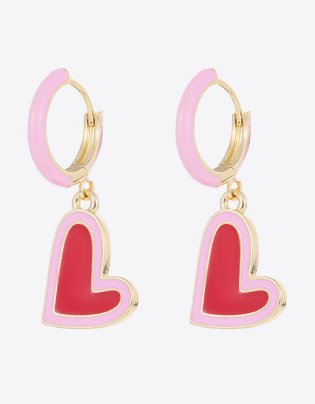 Contrast Heart-Shaped Drop Earrings