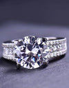 Platinum-Plated 5 Carat Moissanite Side Stone Ring