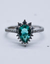 Paraiba Blue Zircon Pear Shape Ring