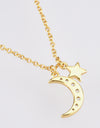 Zircon Star and Moon Pendant Necklace