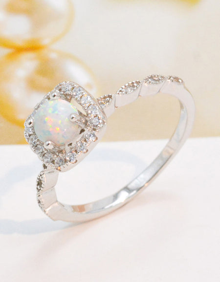 925 Sterling Silver Inlaid Opal Ring