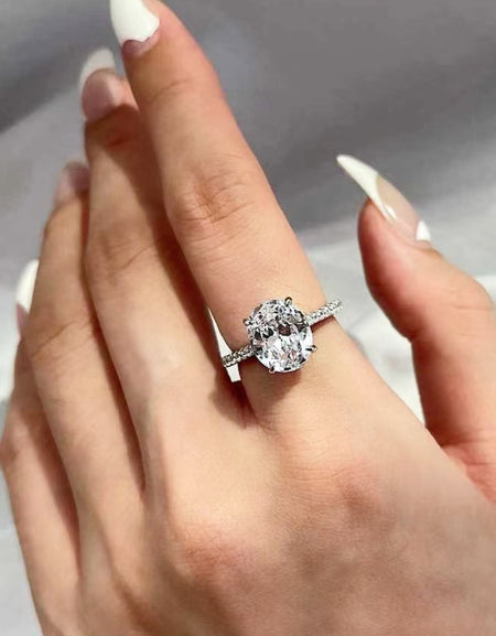 Platinum-Plated Side Stone 2 Carat Moissanite Ring