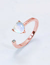 Inlaid Moonstone Heart Adjustable Open Ring