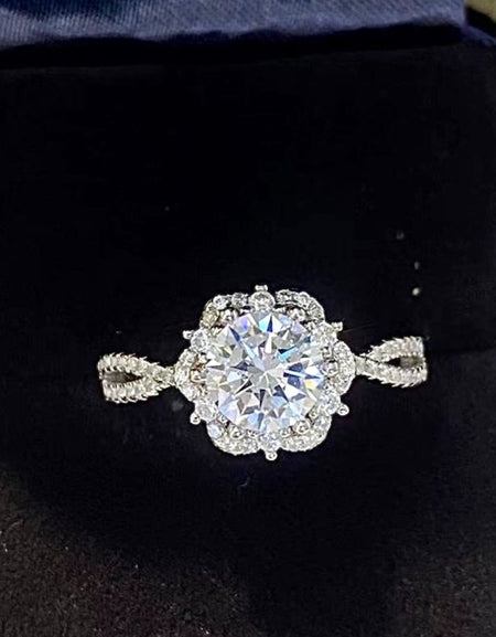 Platinum-Plated Six Prong 1 Carat Moissanite Ring