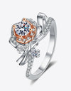 925 Sterling Silver Rose-Shaped Moissanite Ring