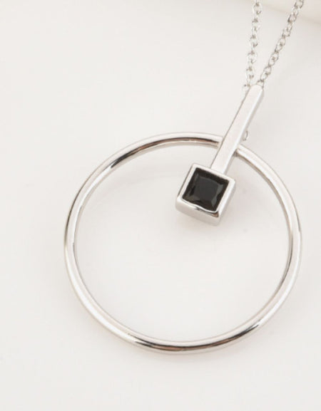 Black Zircon 925 Sterling Silver Necklace