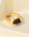 Inlaid Natural Stone Stainless Steel Ring