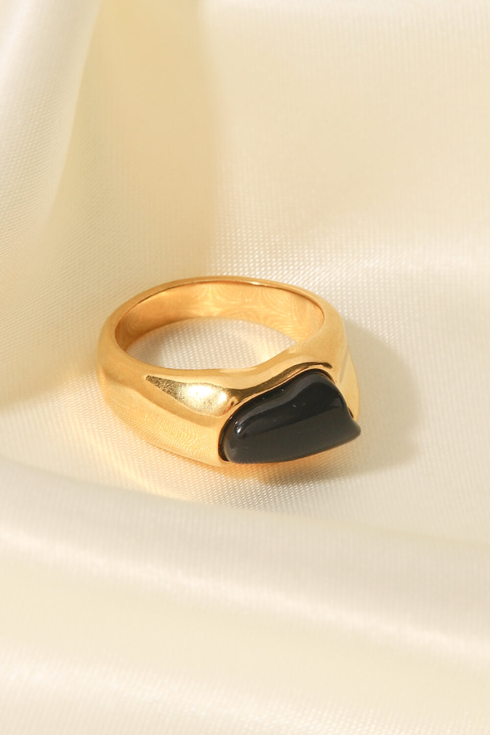 Inlaid Natural Stone Stainless Steel Ring