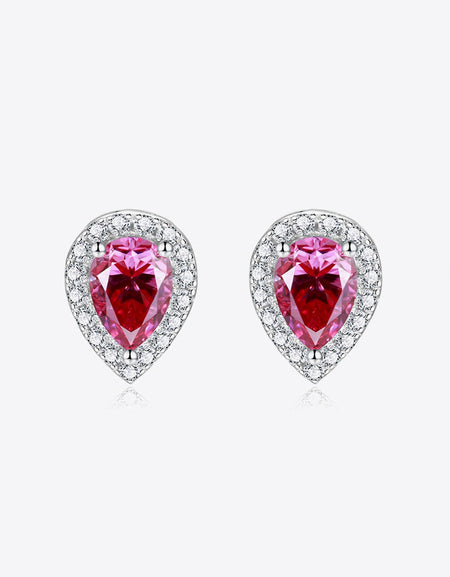 2 Carat Moissanite Teardrop Stud Earrings in Rose