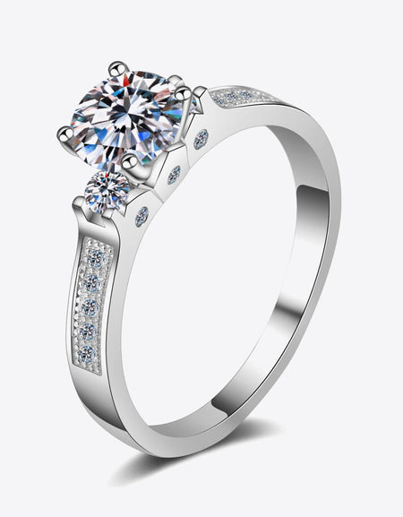 Lucky Charm Moissanite Rhodium-Plated Ring